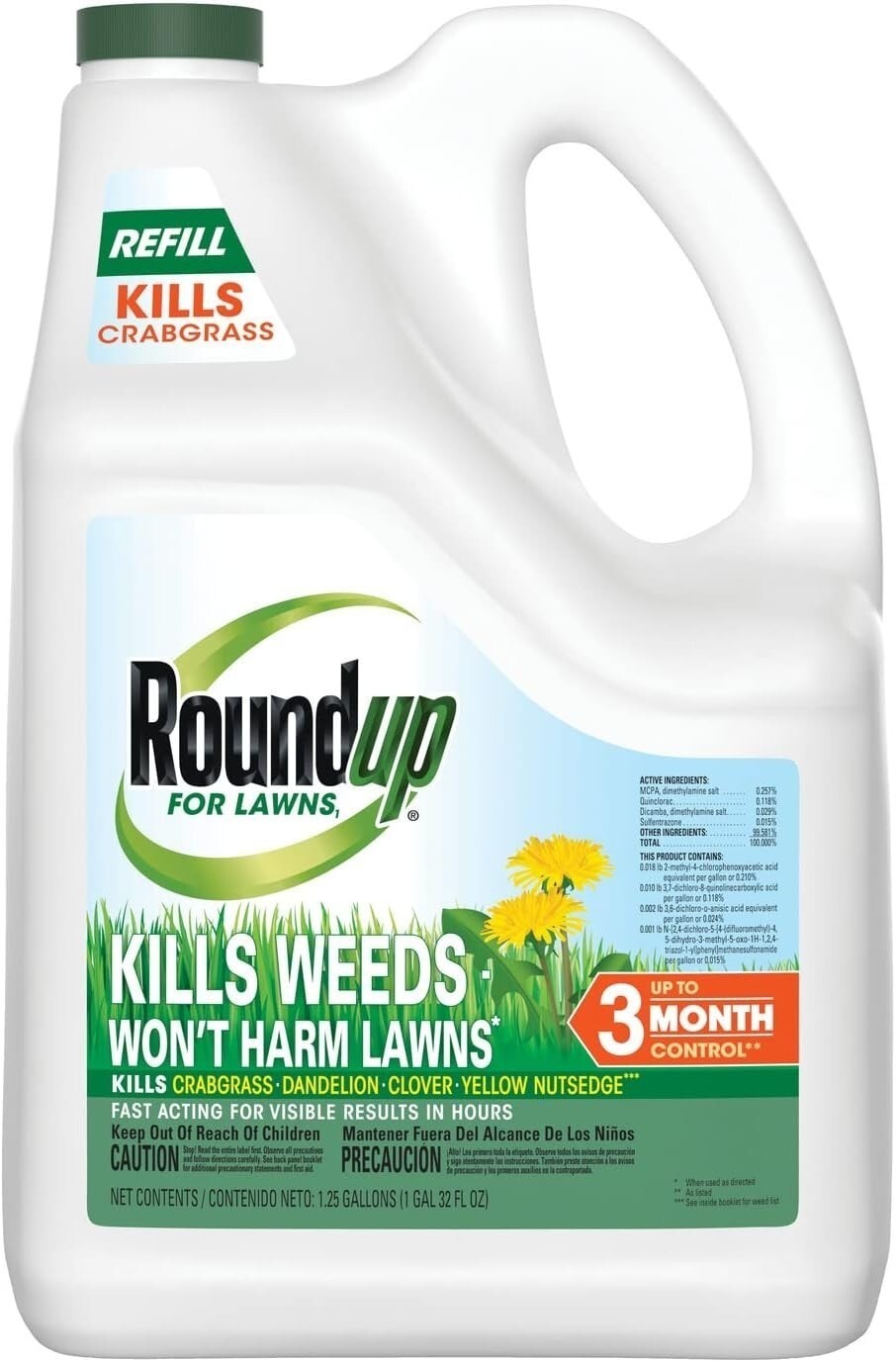 Roundup For Lawns1 Refill Tough Weed Killer for Use on Northern Grasses 1.25 gal