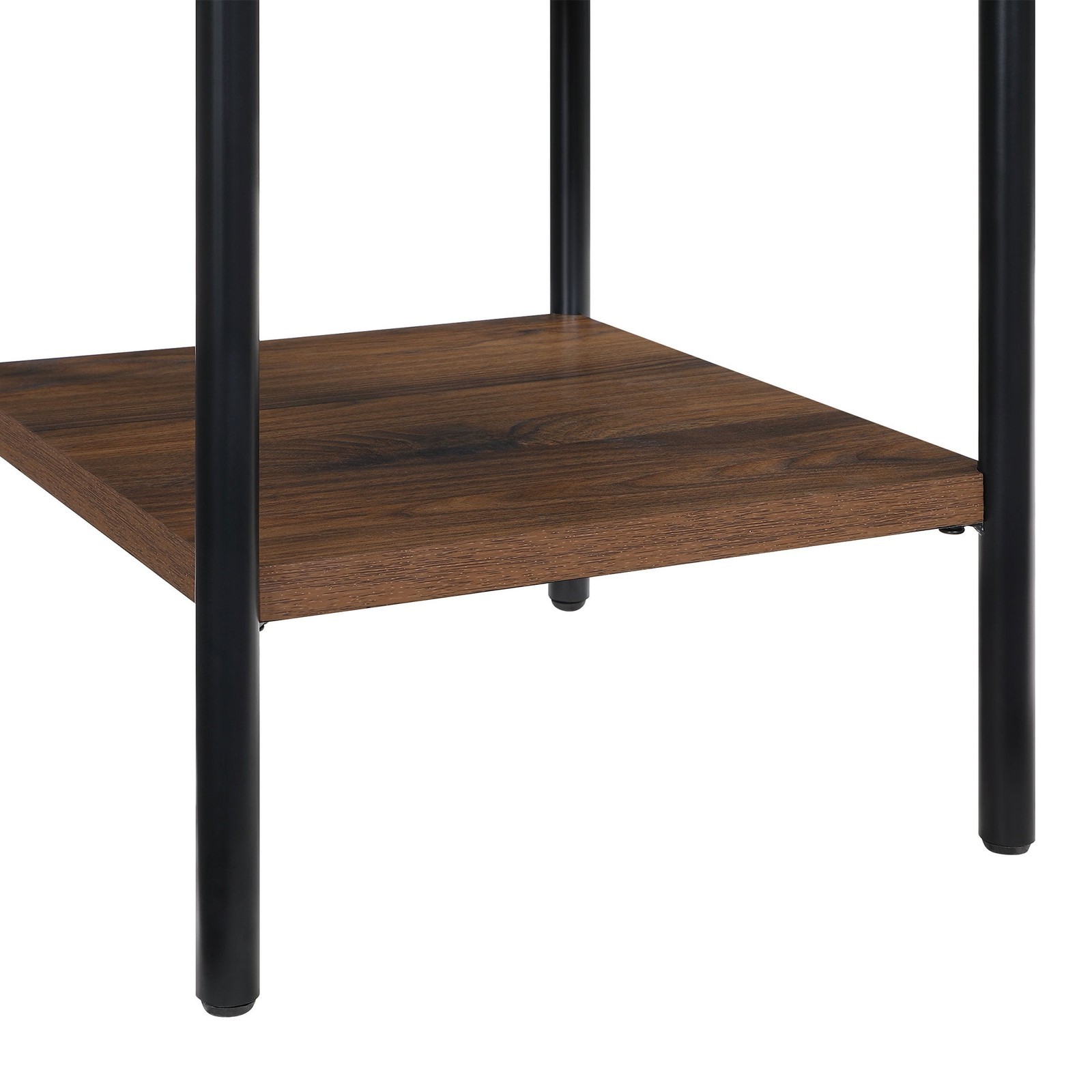Geo End Table Walnut Finish with Bottom Shelf Living Room Accent Table