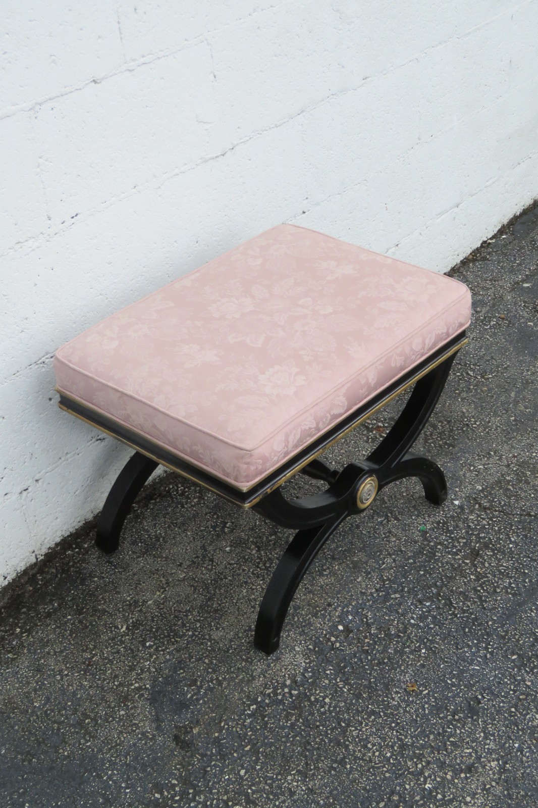 Hollywood Regency Painted Vanity Ottoman Footstool 6124