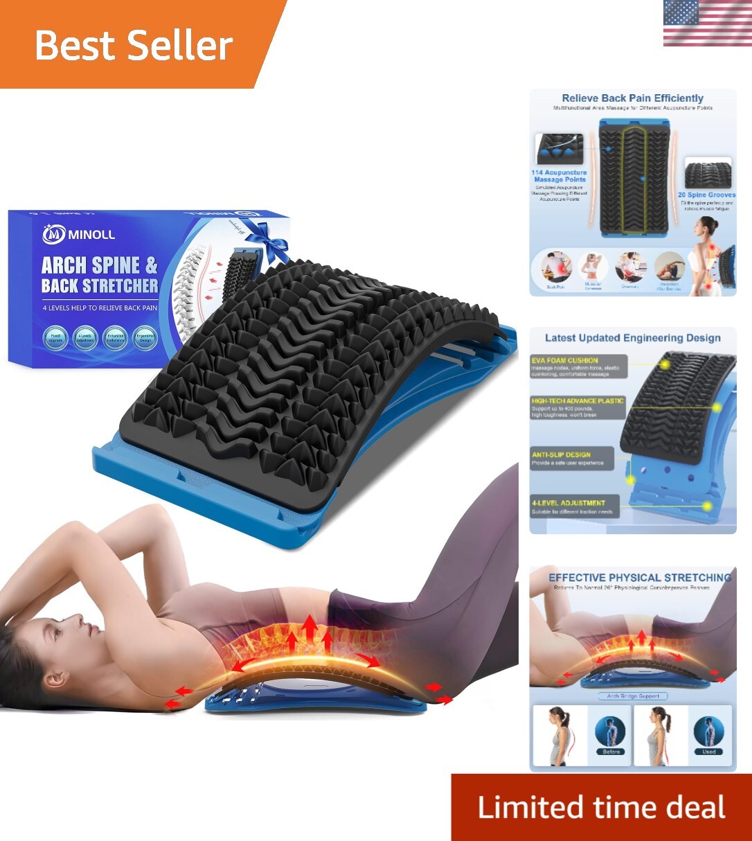Adjustable Back Massager - Effective Relief for Sciatica and Lower Back Pain