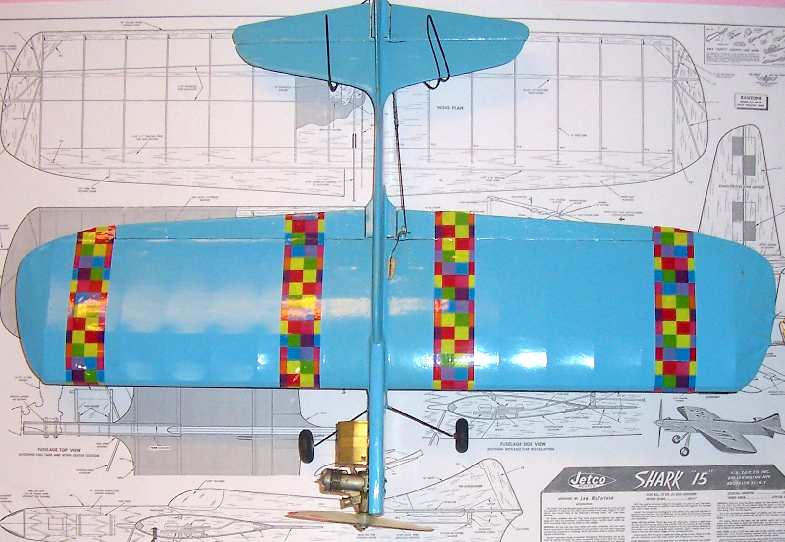 Jetco SHARK 15 PLAN to Build a Full Flaps 36" Profile UC Stunt Model Airplane