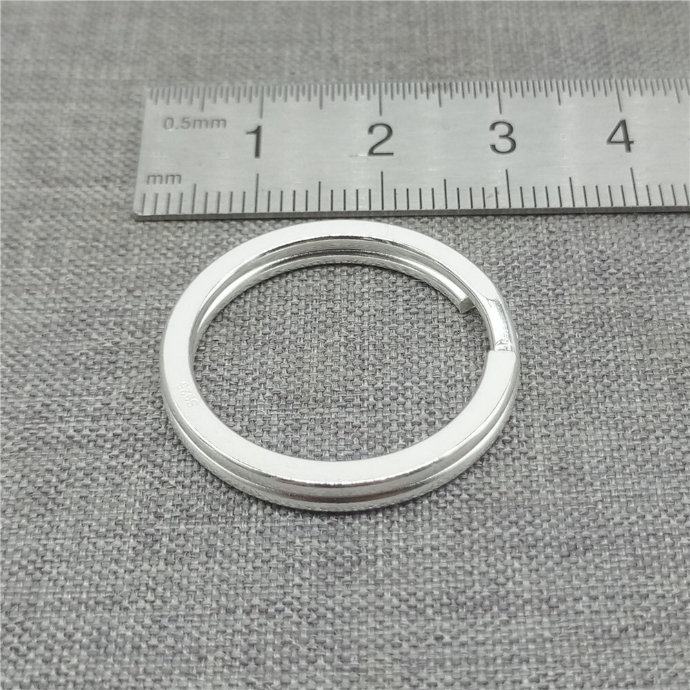 Sterling Silver Shiny Key Ring 925 Silver Split Ring Clasp for Key Chains 25mm