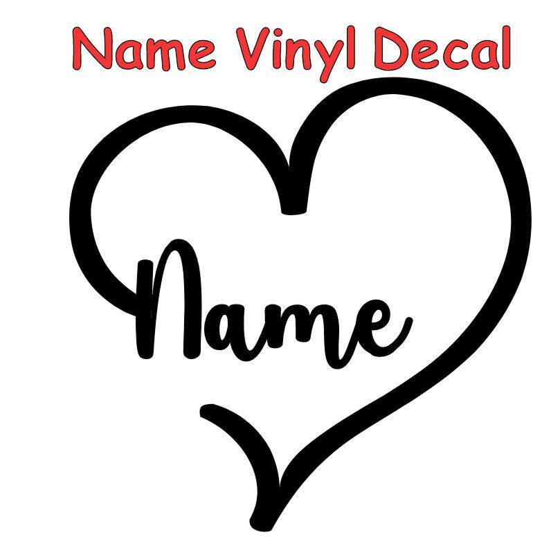 Personalize Vinyl Heart Name Decal Sticker For Tumbler Water Bottle Car Hydro