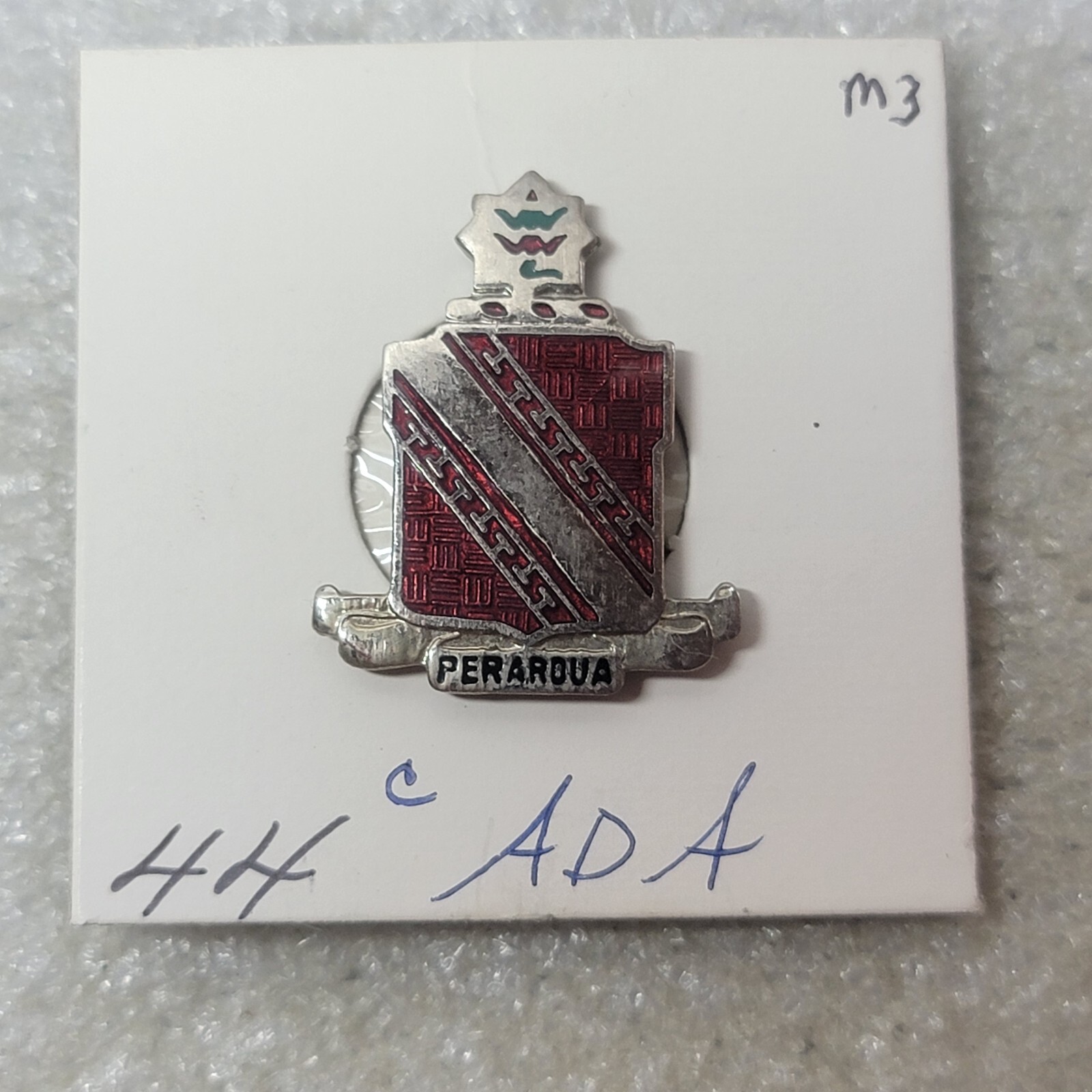 Authentic US Army 44th Air Defense Artillery Perardua DUI Crest Insignia Pin