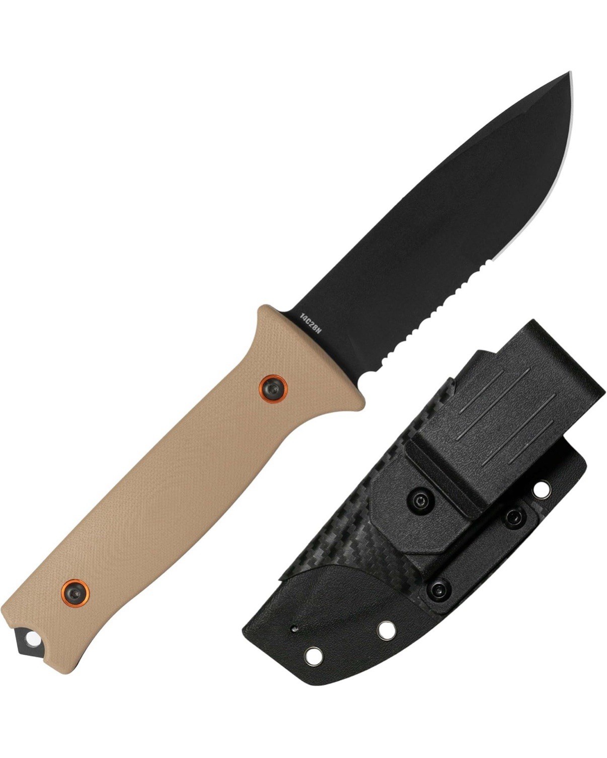 704 Gear Rogue Steel Serrated Tactical Knife With Sheath New! 4.5” Blade￼
