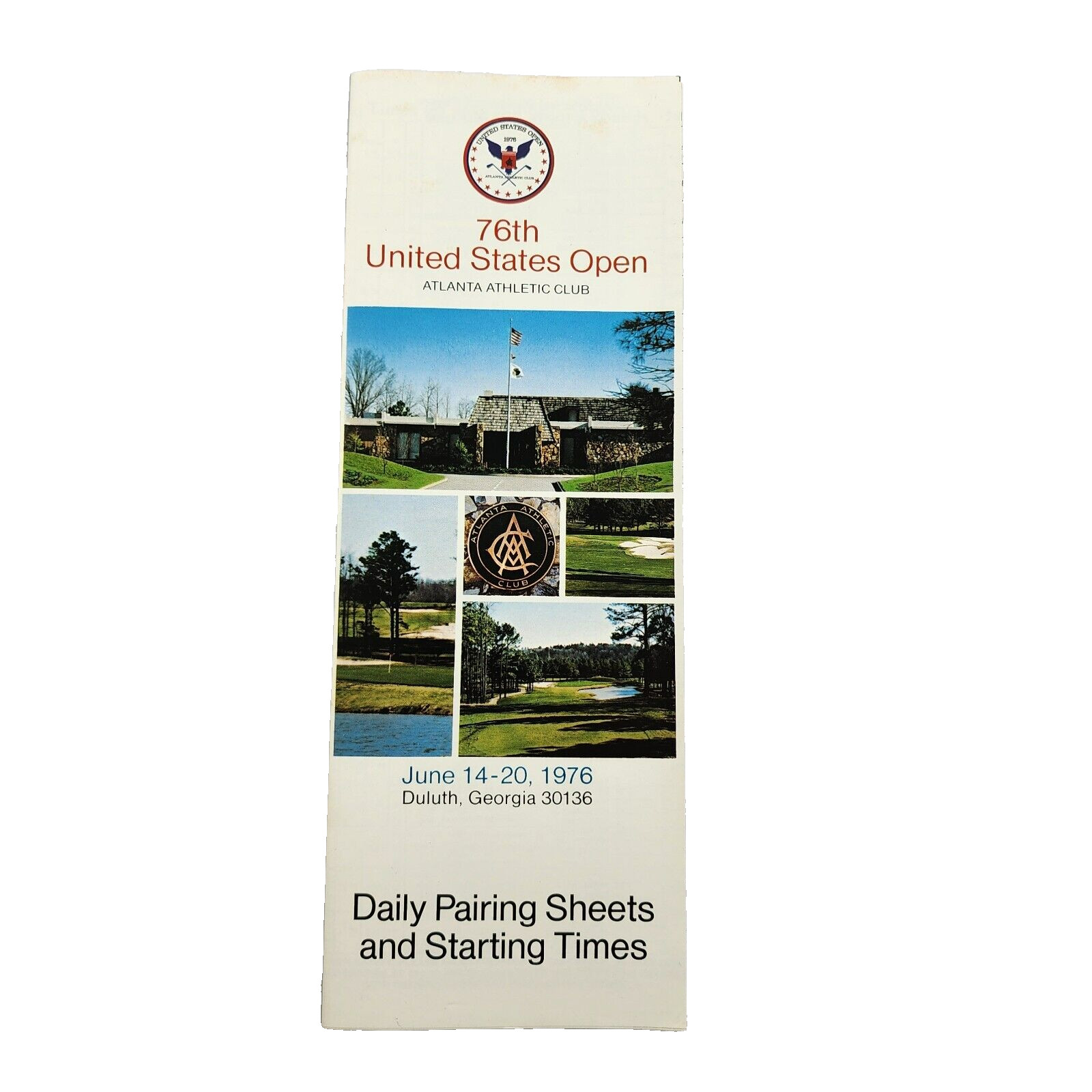 1976 US Golf Open Brochure-Tee Times-Participants-Arnold Palmer, Jack Nicklaus
