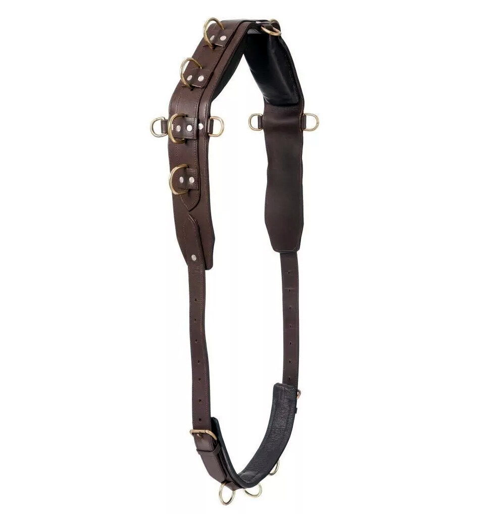 Heavy Leather Horse Training Surcingle Adjustable Girth Padding Free Shipping
