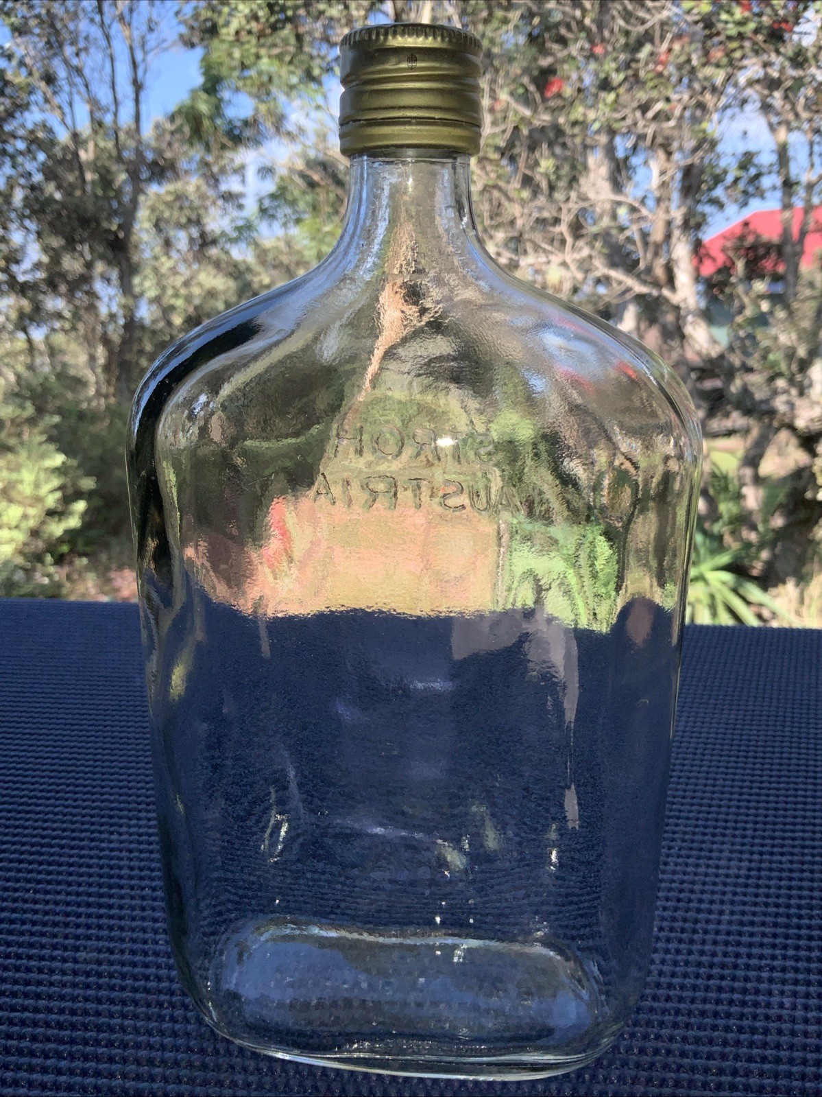 Vintage Stroh Austria Rum Concave Rum Flask Bottle Empty 🔥 001