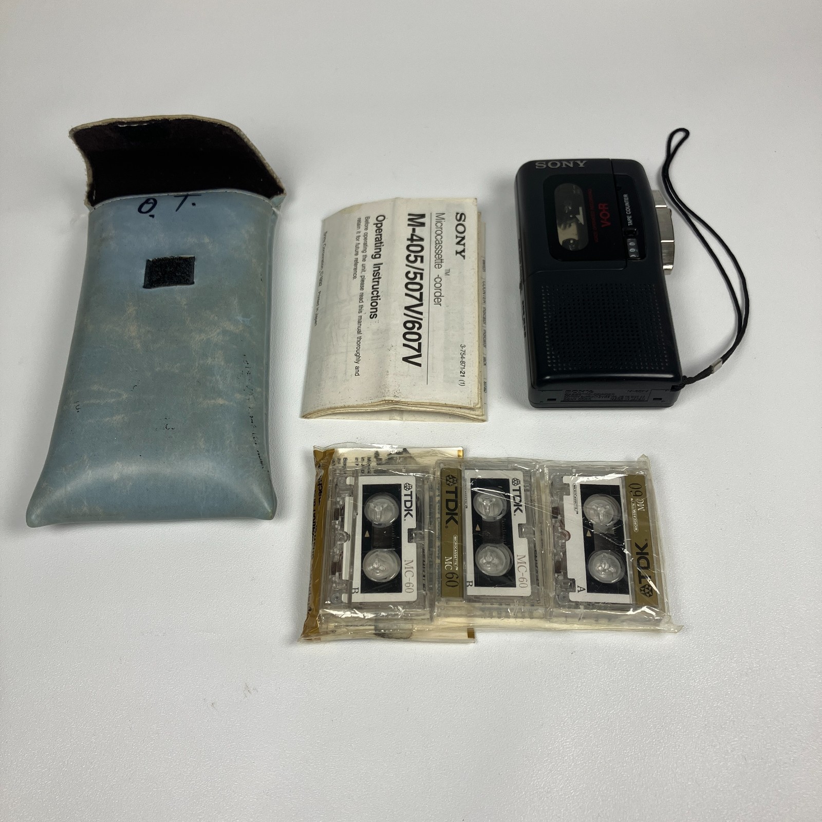 Vintage Sony M-607v Micro Cassette Voice Recorder w/Case, Cassettes PARTS/REPAIR