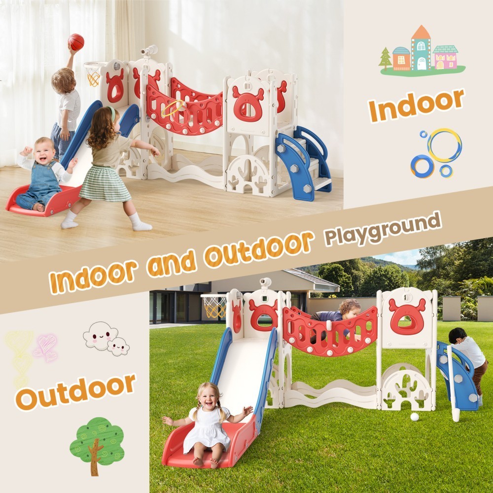 Kids Slide Climber Playset 8-in-1Toddler Large Slide Indoor & Outdoor Drawing