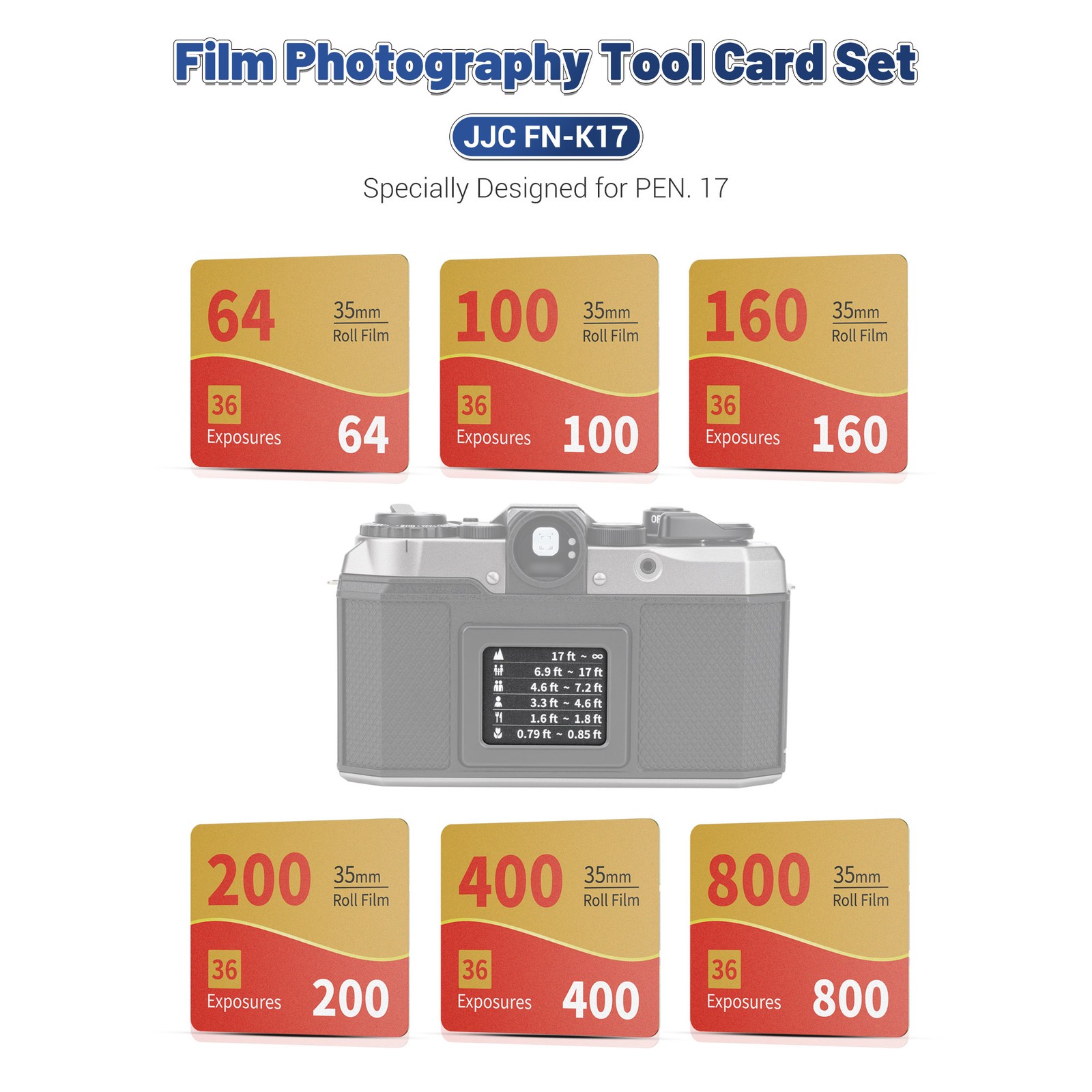 JJC Camera Photography Tool Set 6x Film Record 1x Focusing Card for Pentax 17