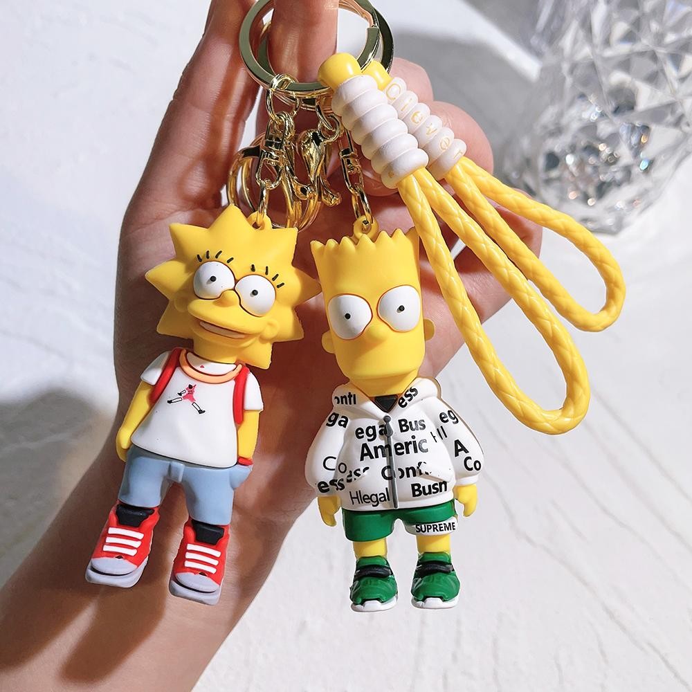 the Simpsons Keychain Cartoon Anime Figure Key Ring Phone Hanging Pendant Kawaii