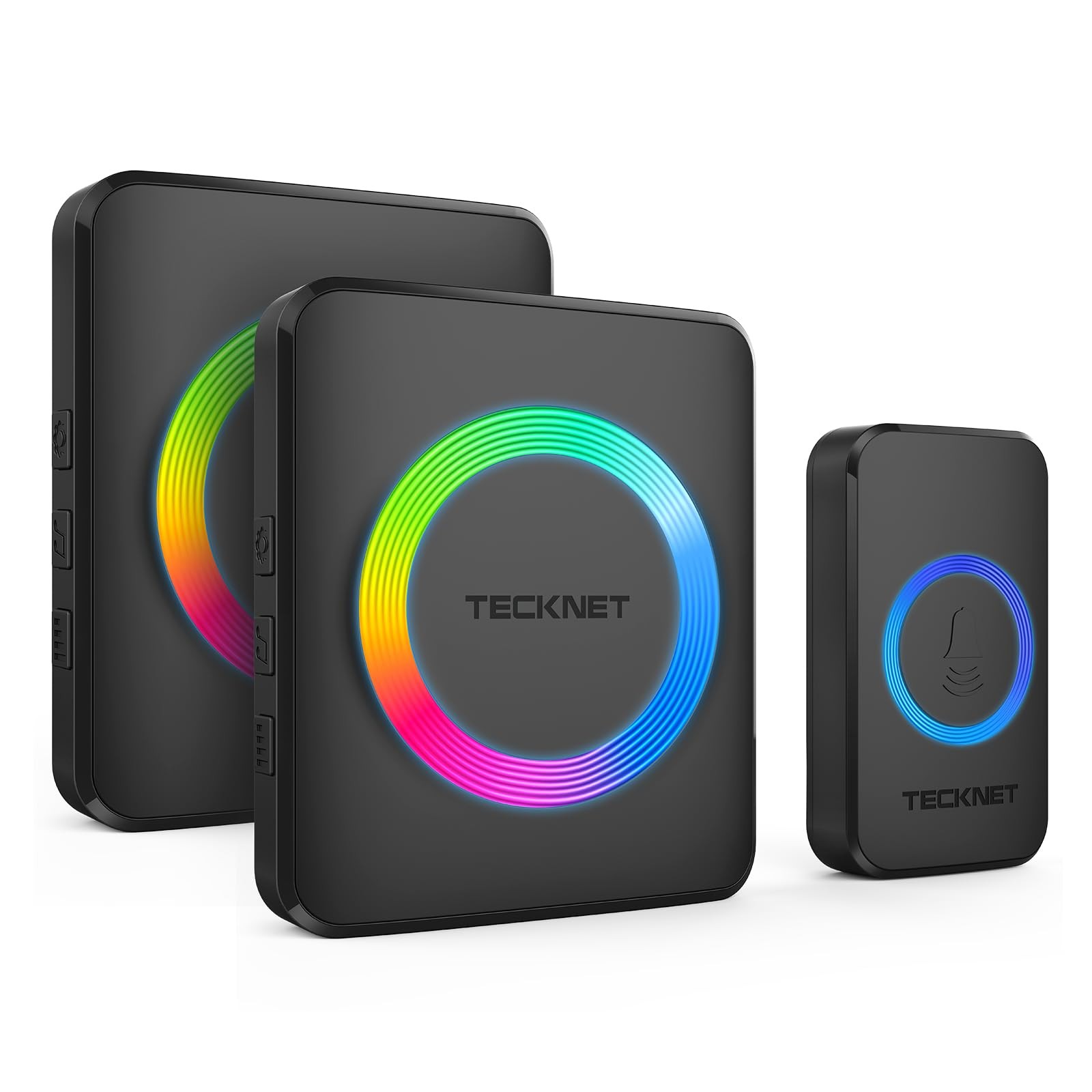 TECKNET Wireless Doorbell with 2 1 button & 2 plug-in receivers, BLack