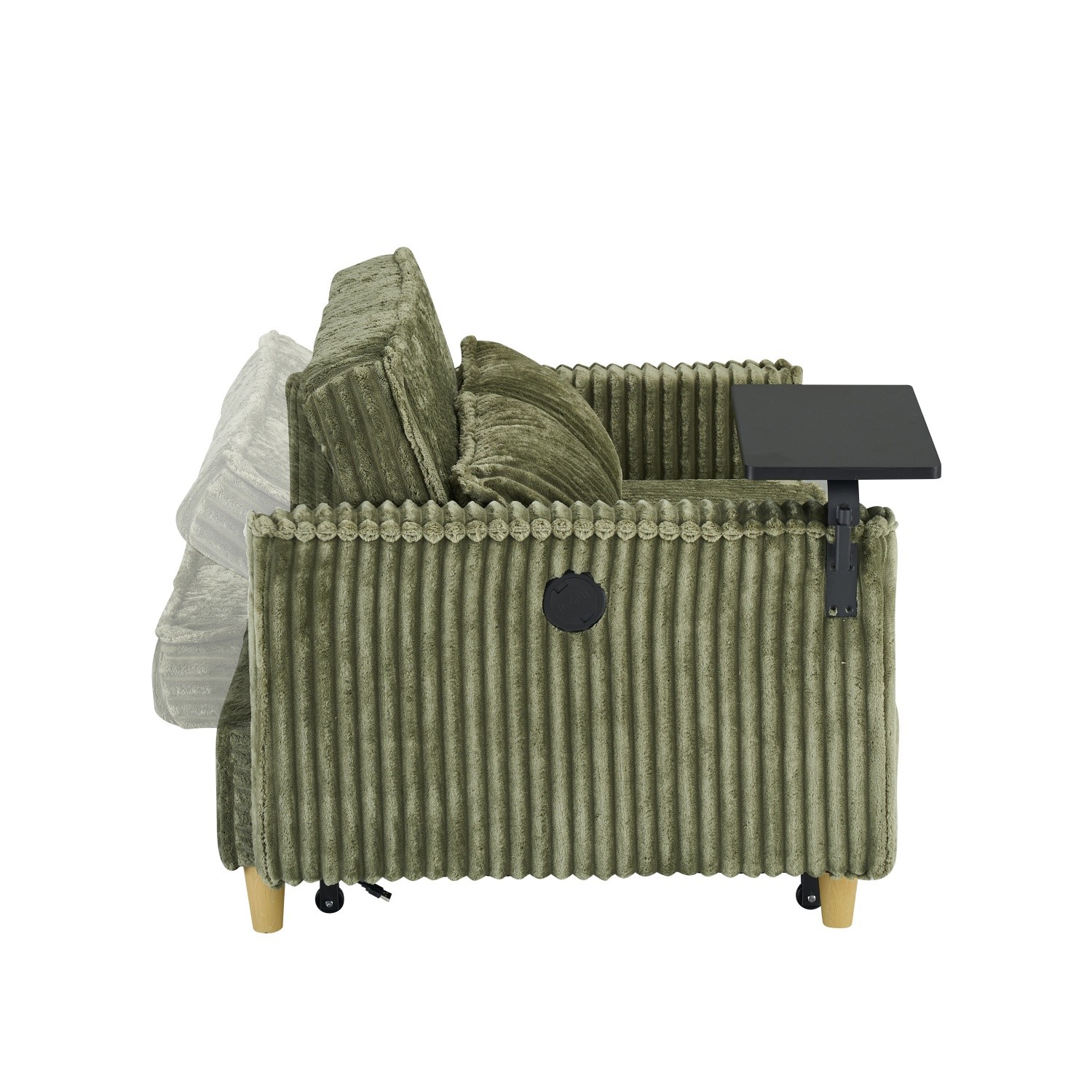 Convertible Sleeper Sofa Bed Loveseat Sofa with Pull Out Bed & USB Ports Green
