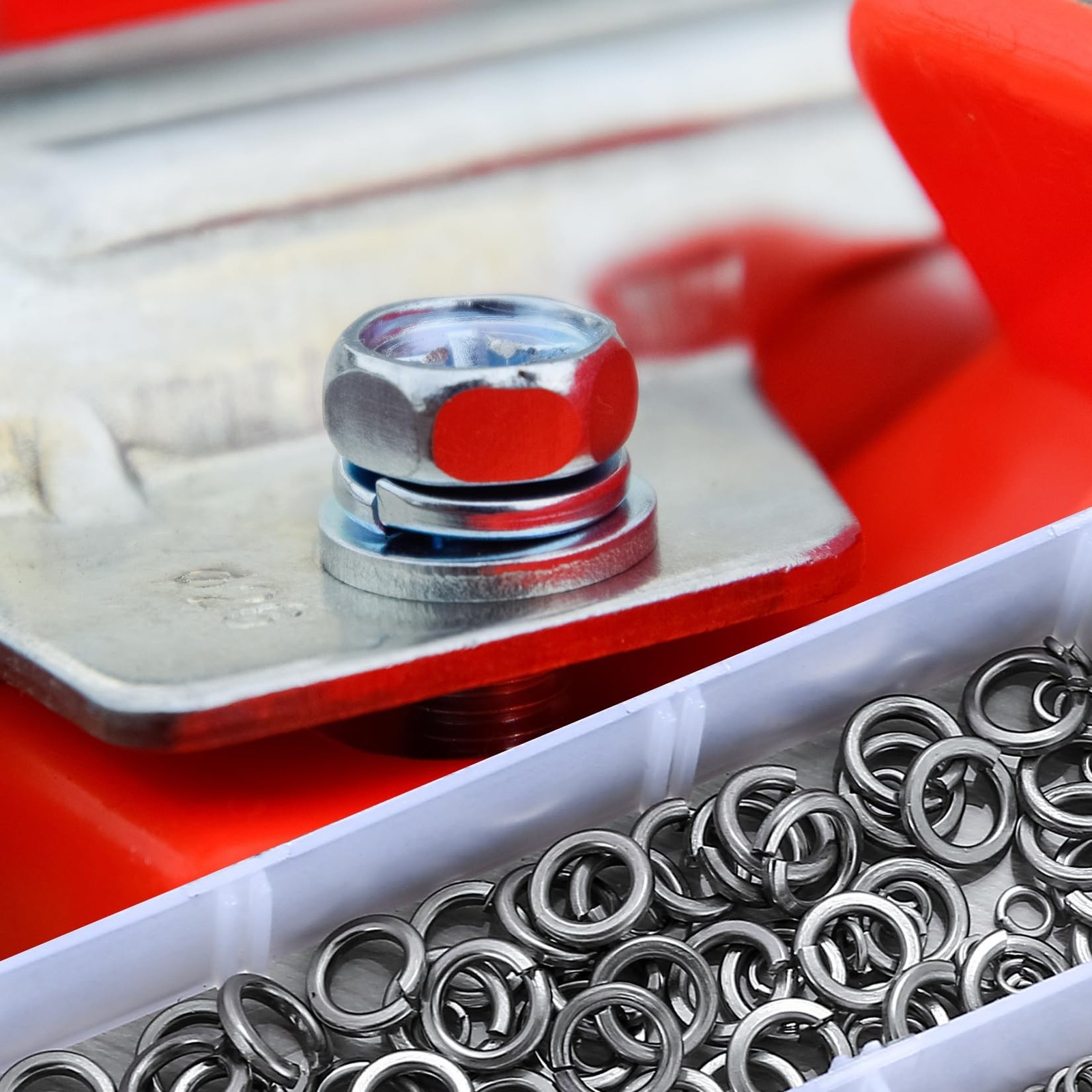 900 PCS Stainless Steel Spring Lock Washer, Split Lock Washer, Split Ring Was...