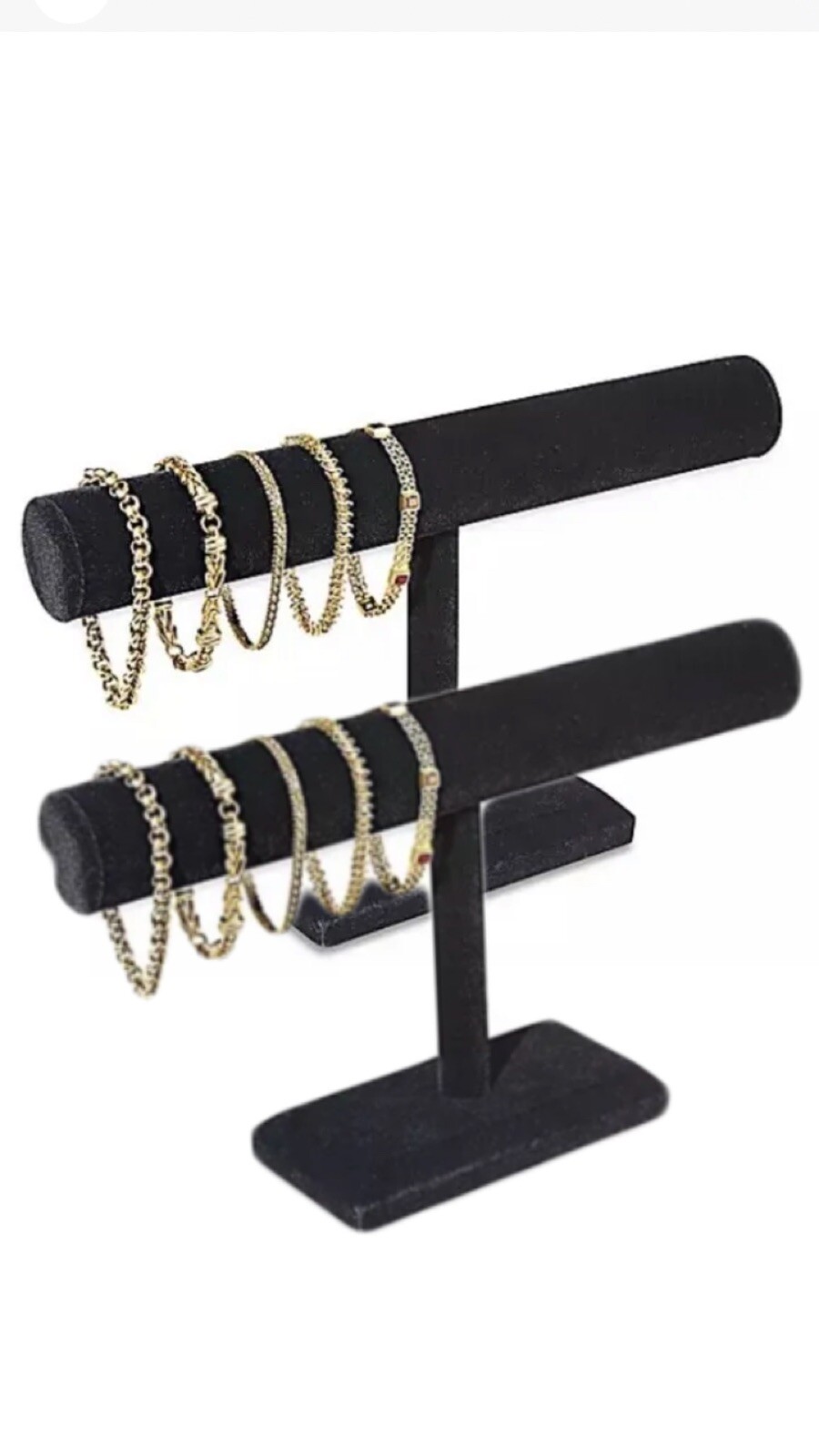 Black Velvet (Qty 2) BRACELET DISPLAY BAR STANDS 12” X 3” X 7” NEW