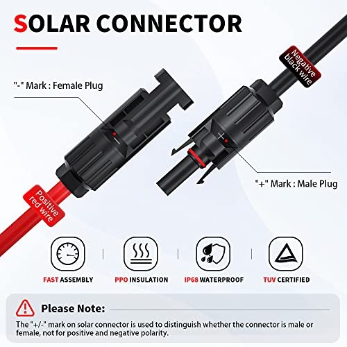 10AWG Solar Panel Connector Cable, Solar Connecter to O Ring Solar Panel