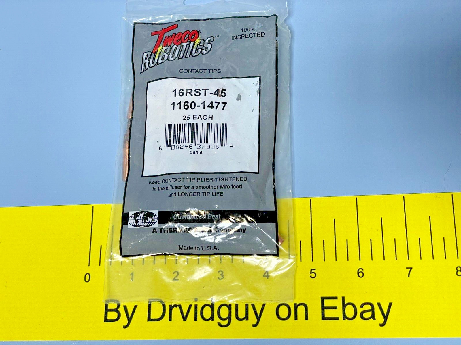Bag of 25 Tweco Robotics 16RST-45 Thermadyne Wire Welder Tips; 1160-1477