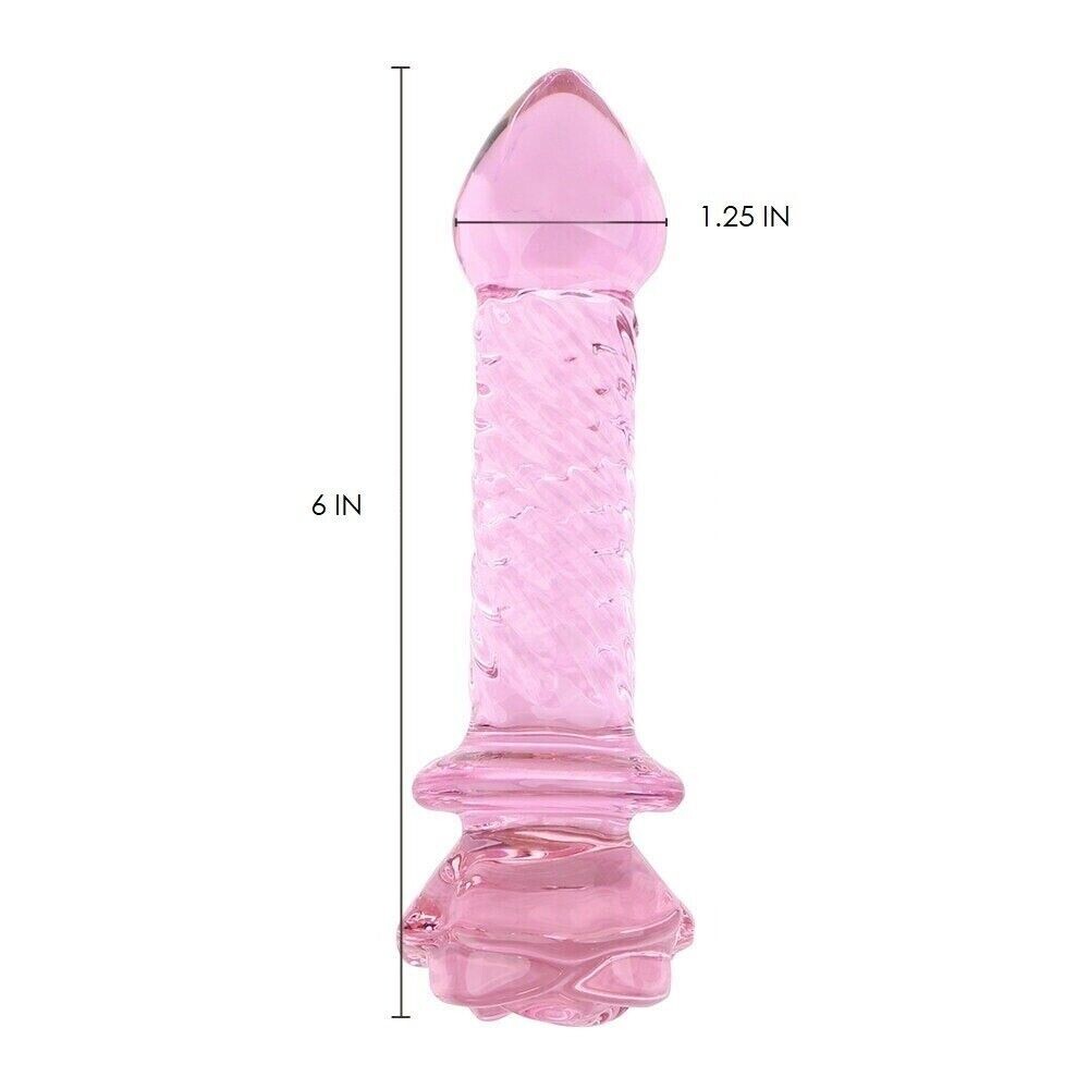 Flower Crystal Glass Pink Anal Plug Butt Dildo G-spot Stimulate Massager Sex Toy