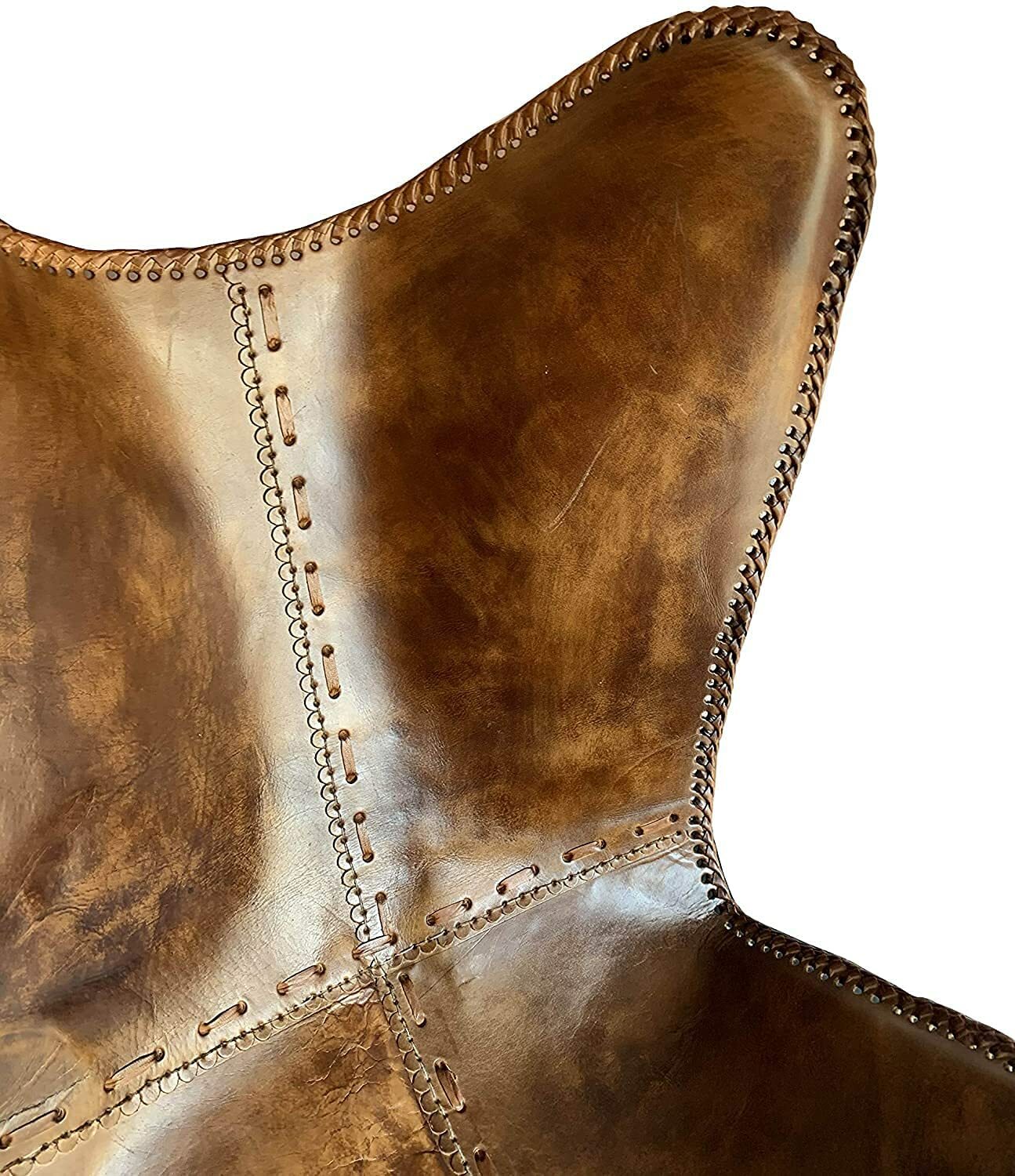 Vintage Handmade Leather Lounge Accent Butterfly Chair Folding Relax Arm Chair