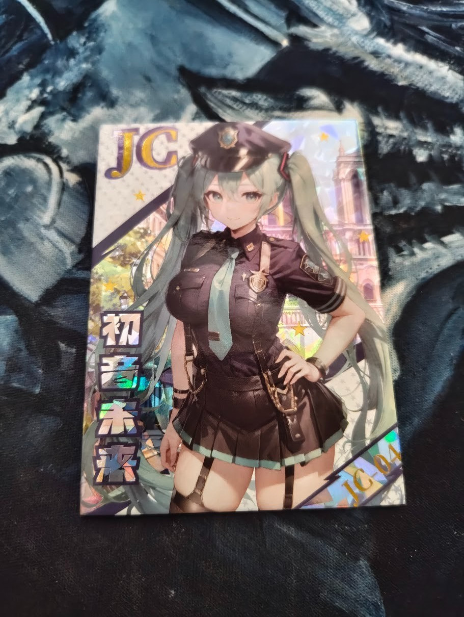 Cute Anime Girl Collectable Trading Card. Waifu Card