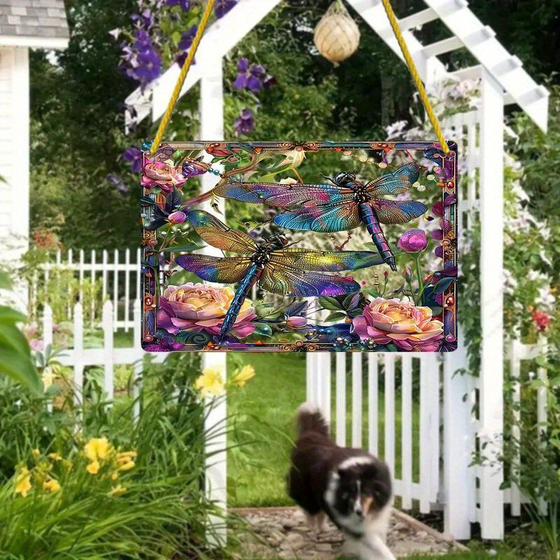 Dragonfly and Flower Sunshine Catcher Acrylic Door and Window Decoration