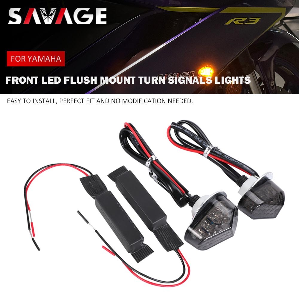 Smoke LED Flush Mount Turn Signals Lights for YAMAHA YZF R3 2015-2024 YZF R25