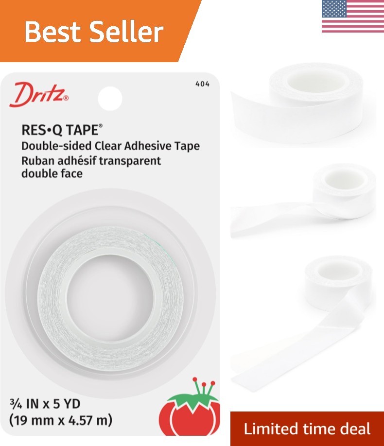 Res-Q Tape, 3/4" x 5 Yards, Double-Sided Fashion Tape - Clear Hypoallergenic ...