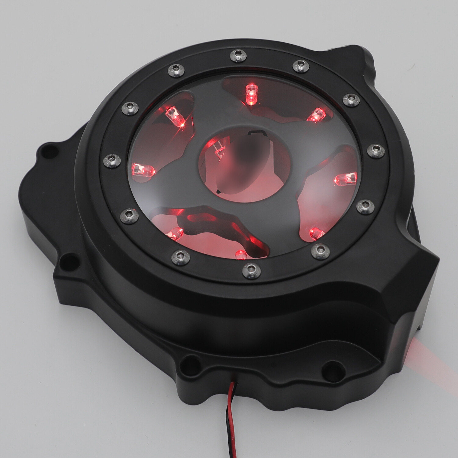 Black w/ Red LED Left Engine Stator Cover For 2003-2006 Honda CBR 600RR