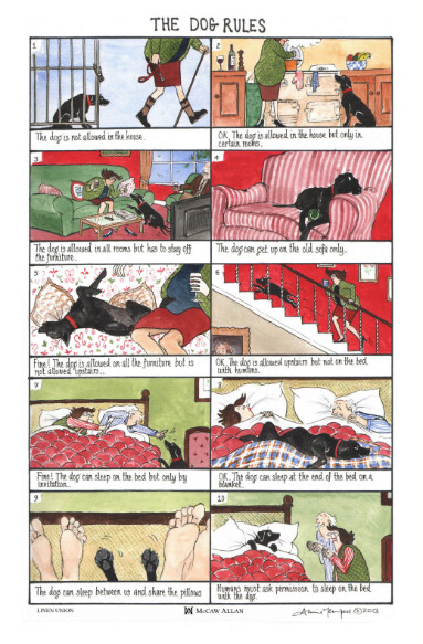 Tea Towel Dog Rules 100% Cotton Lamont Kitchen Dish Cloth Dogs Annie Tempest