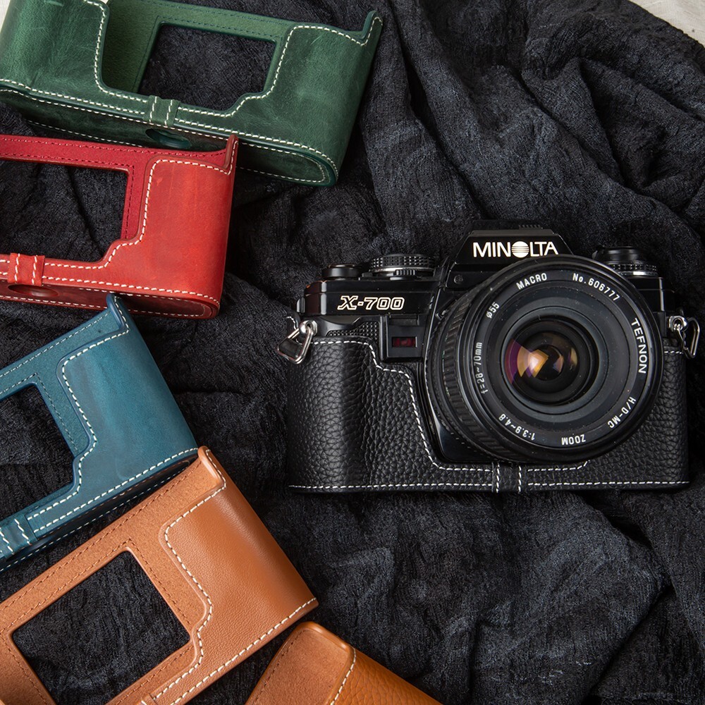 Genuine Real Leather Half Camera Case Bag Cover For Minolta X700 X-700 X570