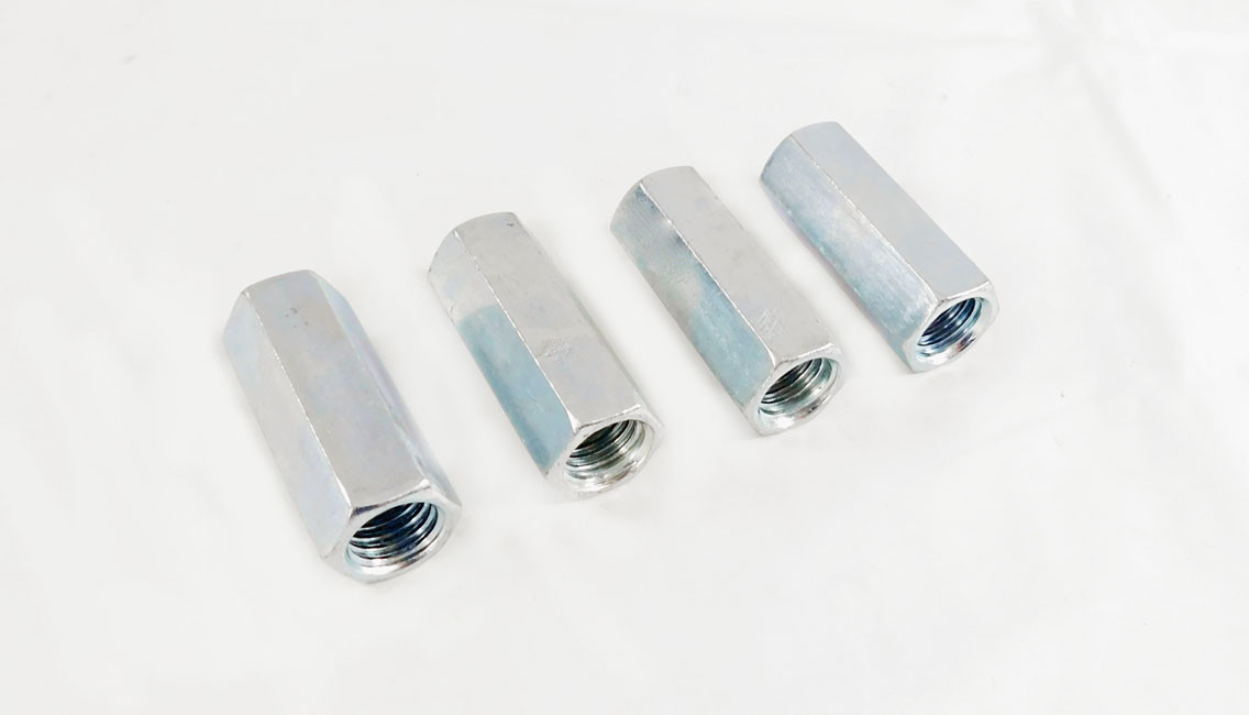 4 Pack 5/8-11, 2-1/8" Long Hex Coupling Nut with Zinc Plate NCUP010C000STLZN