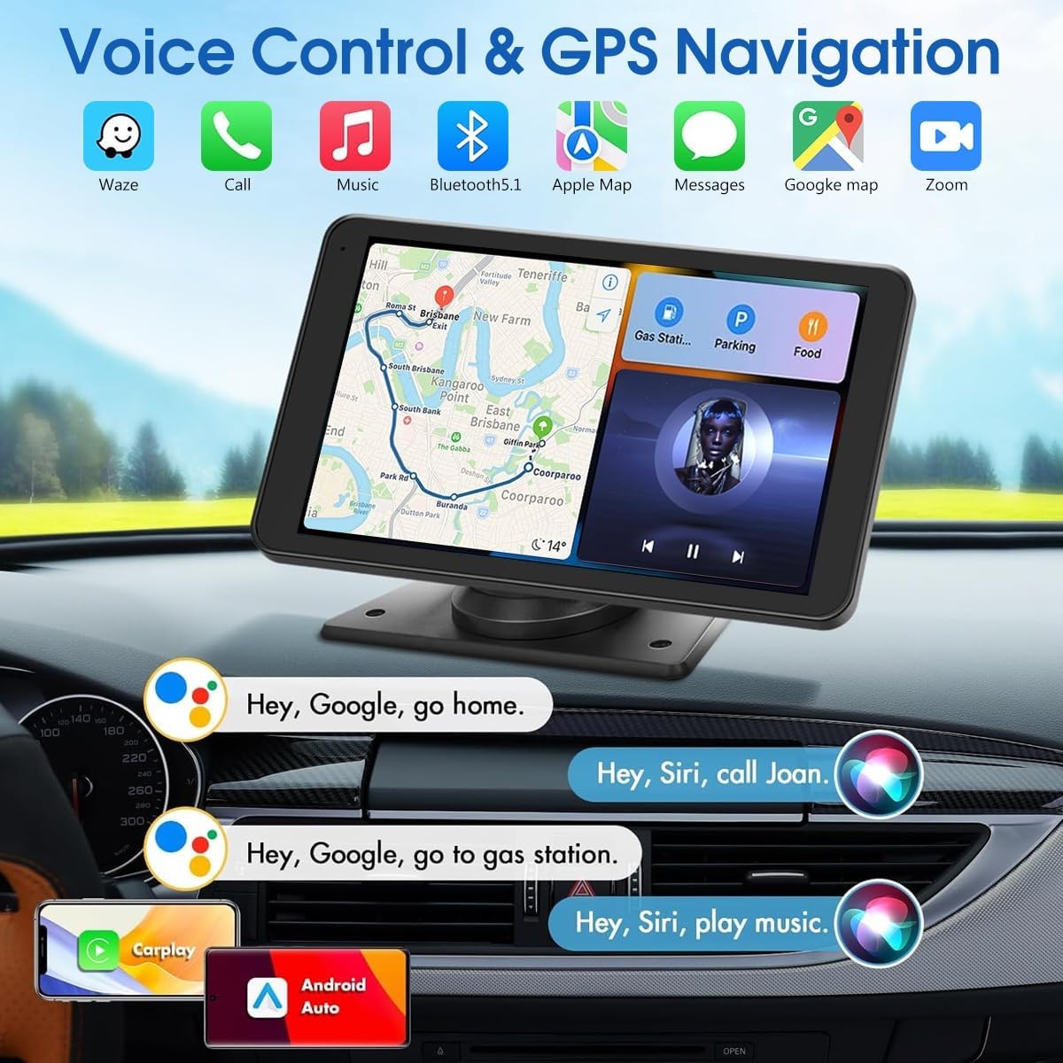 2026 Enhanced Carplay Screen for Car - 7" HD Portable Carplay & Android Auto ...