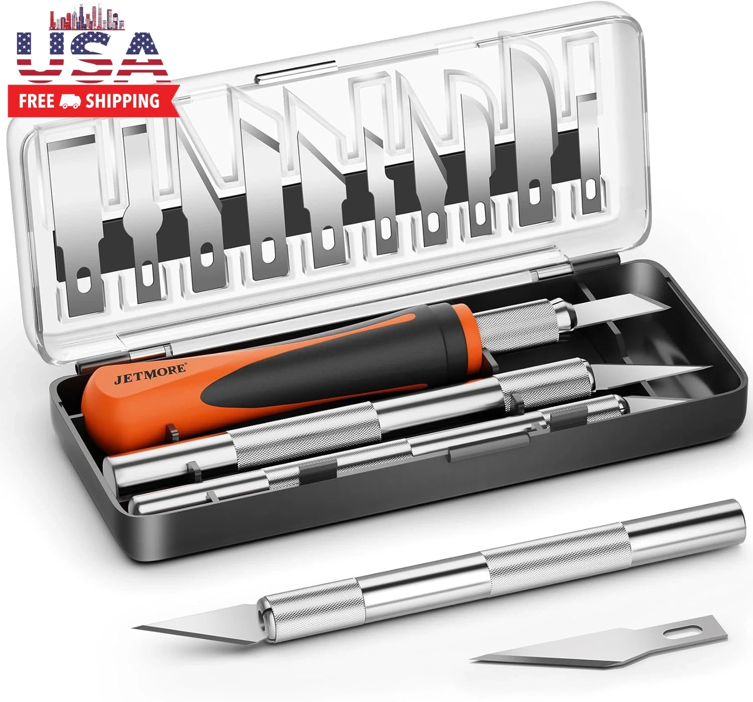 16 Pcs Exacto Knife Set, 3 Craft Knife and 13 SK5 Steel Blades, Precision Hobby