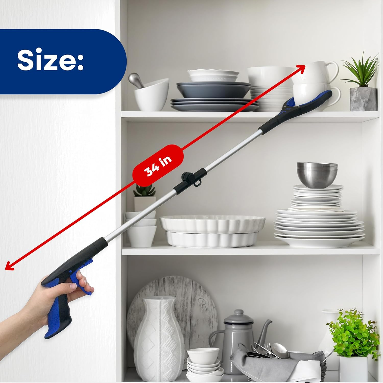 34 Inch Extra Long Reacher Grabber - Foldable Gripper and Reaching Tool with ...