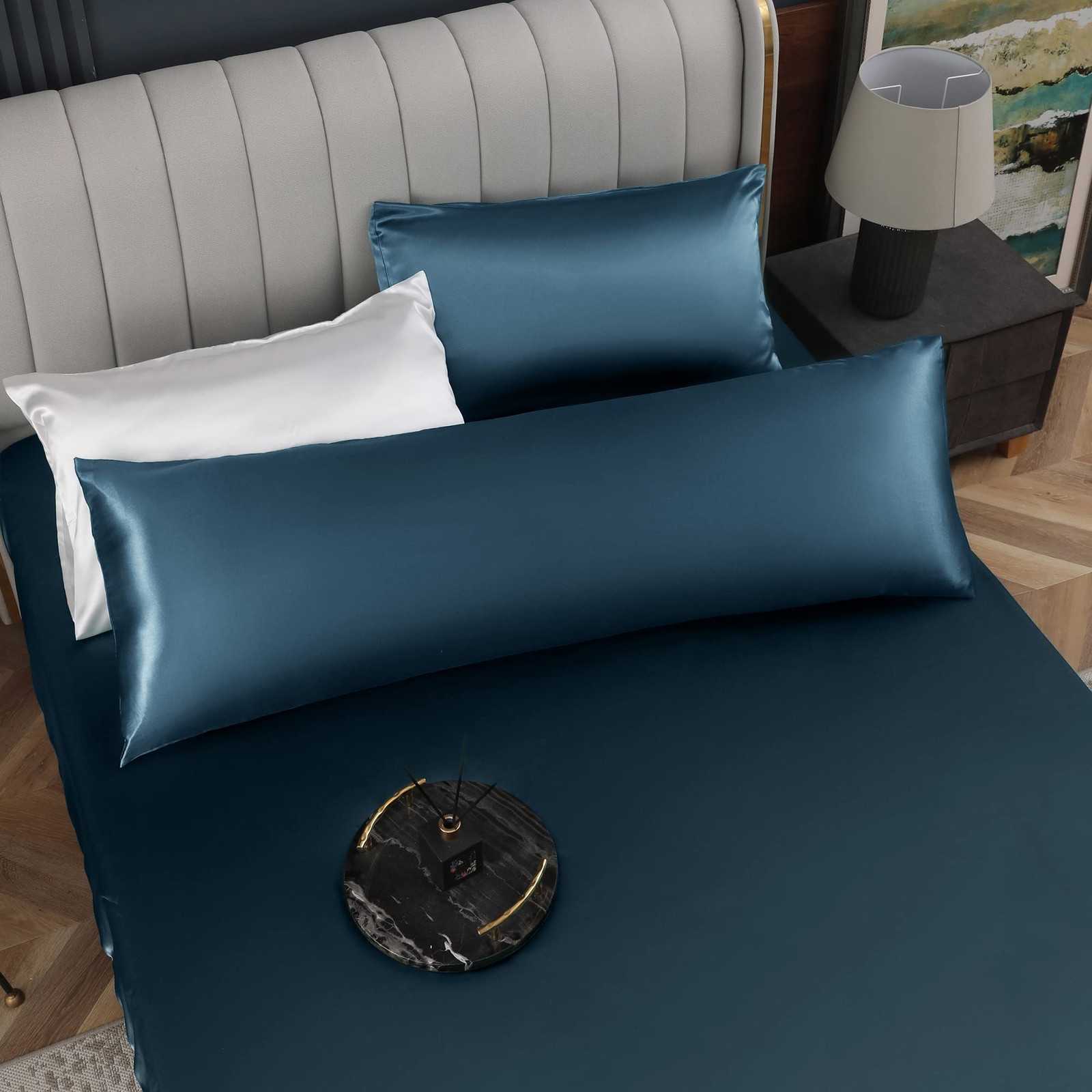 Homiest Satin Body Pillow Cover, Deep Sea Body, 20 x 54 Inch, Blue