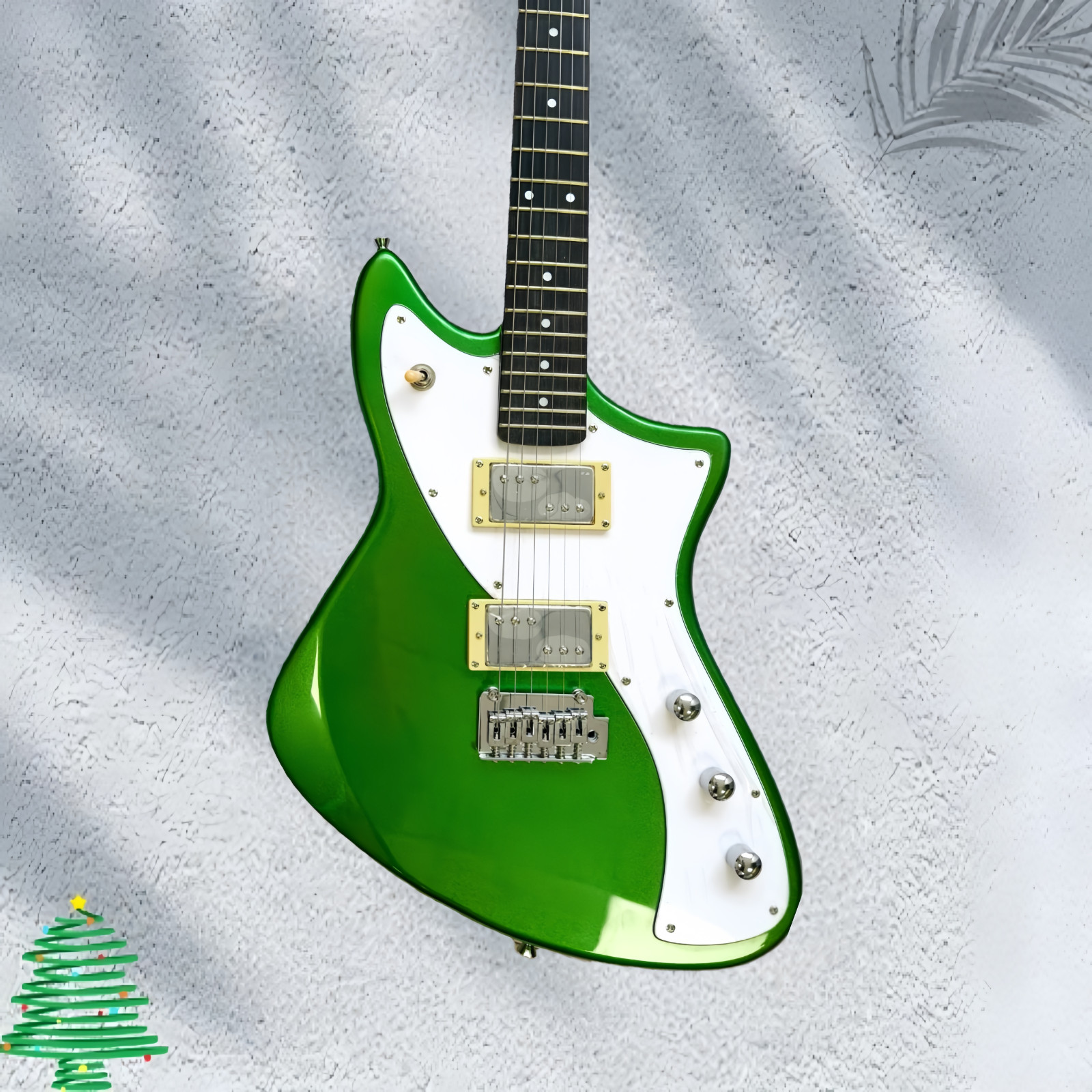 Green Jazz Sytle Electric Guitar Mahogany Body Black Fretboard White Pickguard