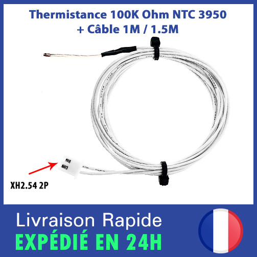 Thermistor NTC 3950 with Terminal XH2.54-2P 100K ohm Hotend Thermistor Sensor