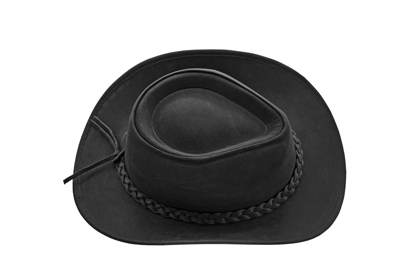 Men and Women Black Genuine Leather Cowboy Western Hat