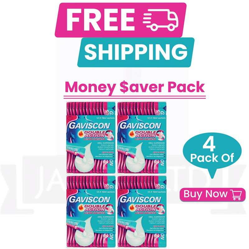 GAV-ISC0N Double Action Liquid Sachets Mint Flavour 12 X 10ml PACK OF 4