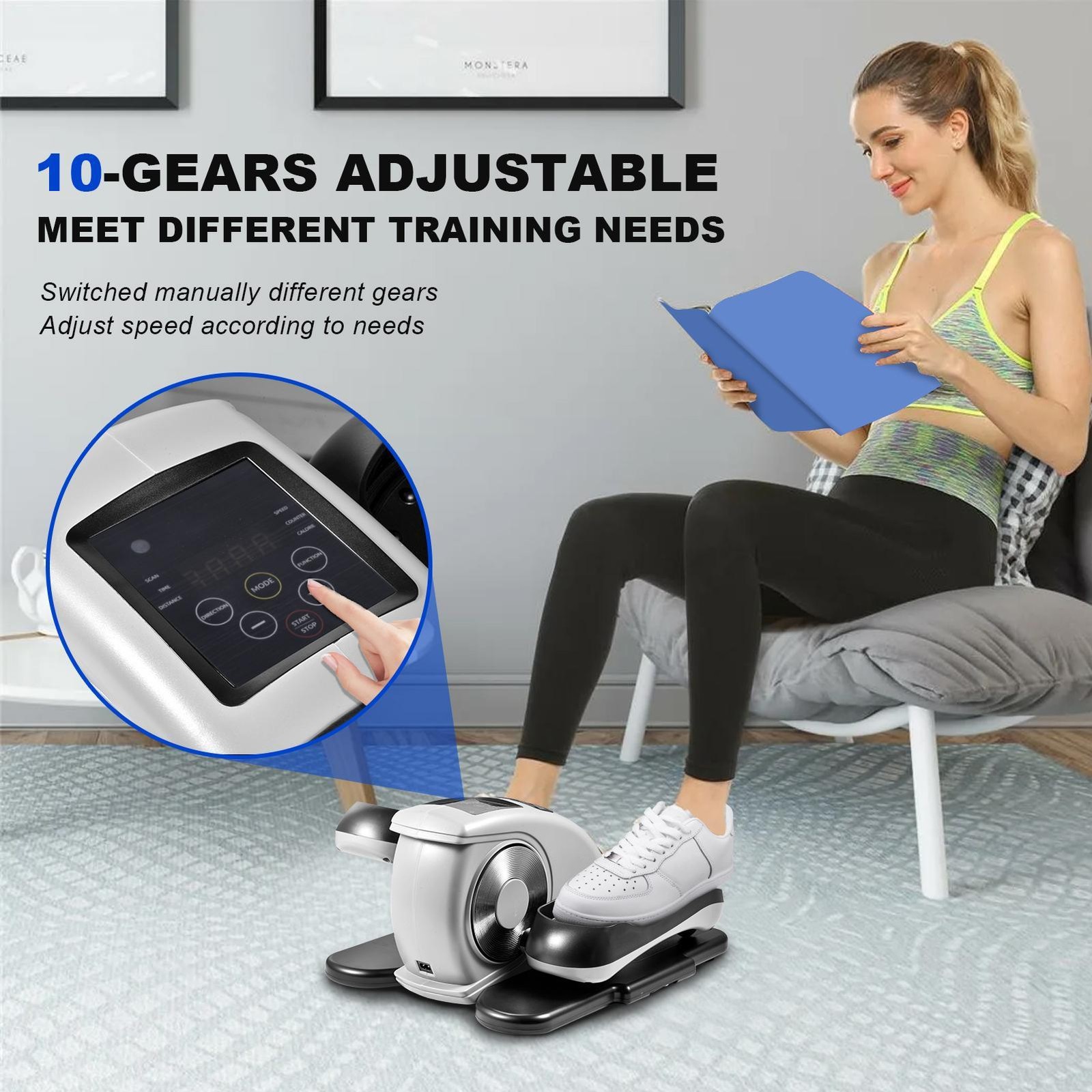 Under Desk Elliptical Machine Portable Electric Leg Exerciser with Remote