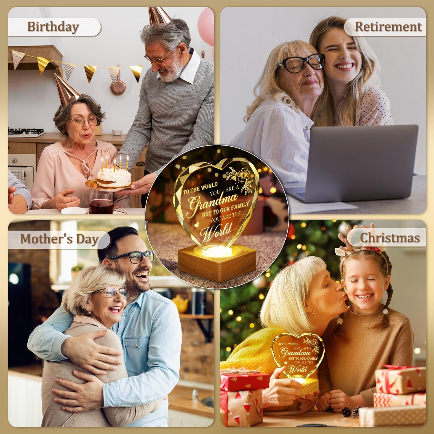 To My Grandma Gifts from Grandchildren, Engraved Crystal D Gift for