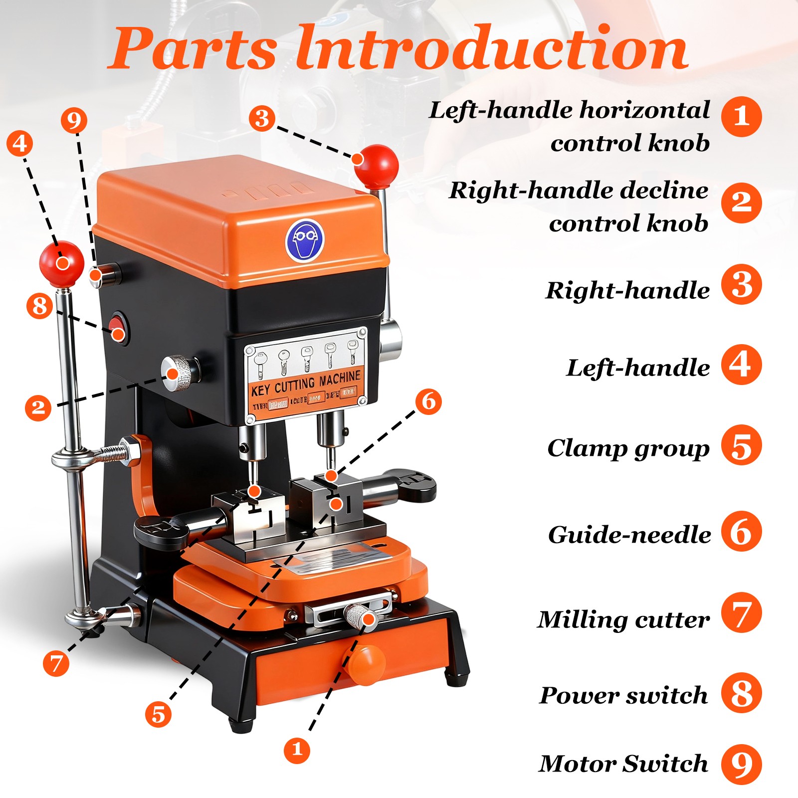 Vertical Key Cutting Machine Multifunction Key Duplicating Copier Locksmith Tool
