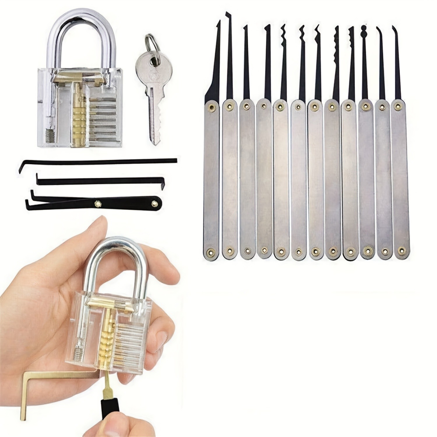 Educational Transparent Padlock Model Set for Lock Mechanism Study Beginners Kit