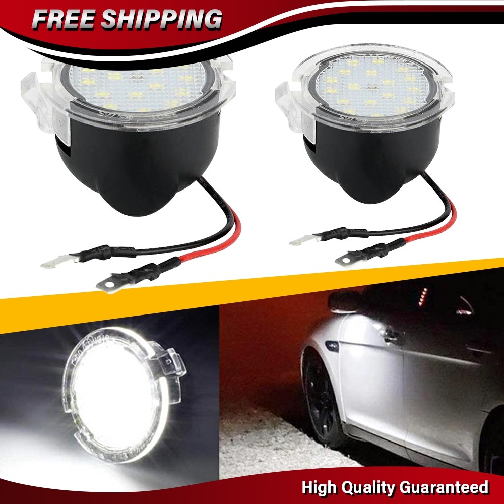 2PCS LED Side Mirror Puddle Lights Lamps 6000K White For 2013-2018 Ford Fusion