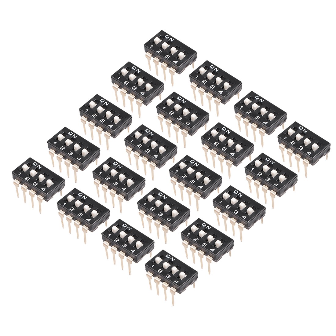 20 Pcs Black DIP Switch 1 2 3 4 Positions 2.54mm Pitch for Circuit Breadboards