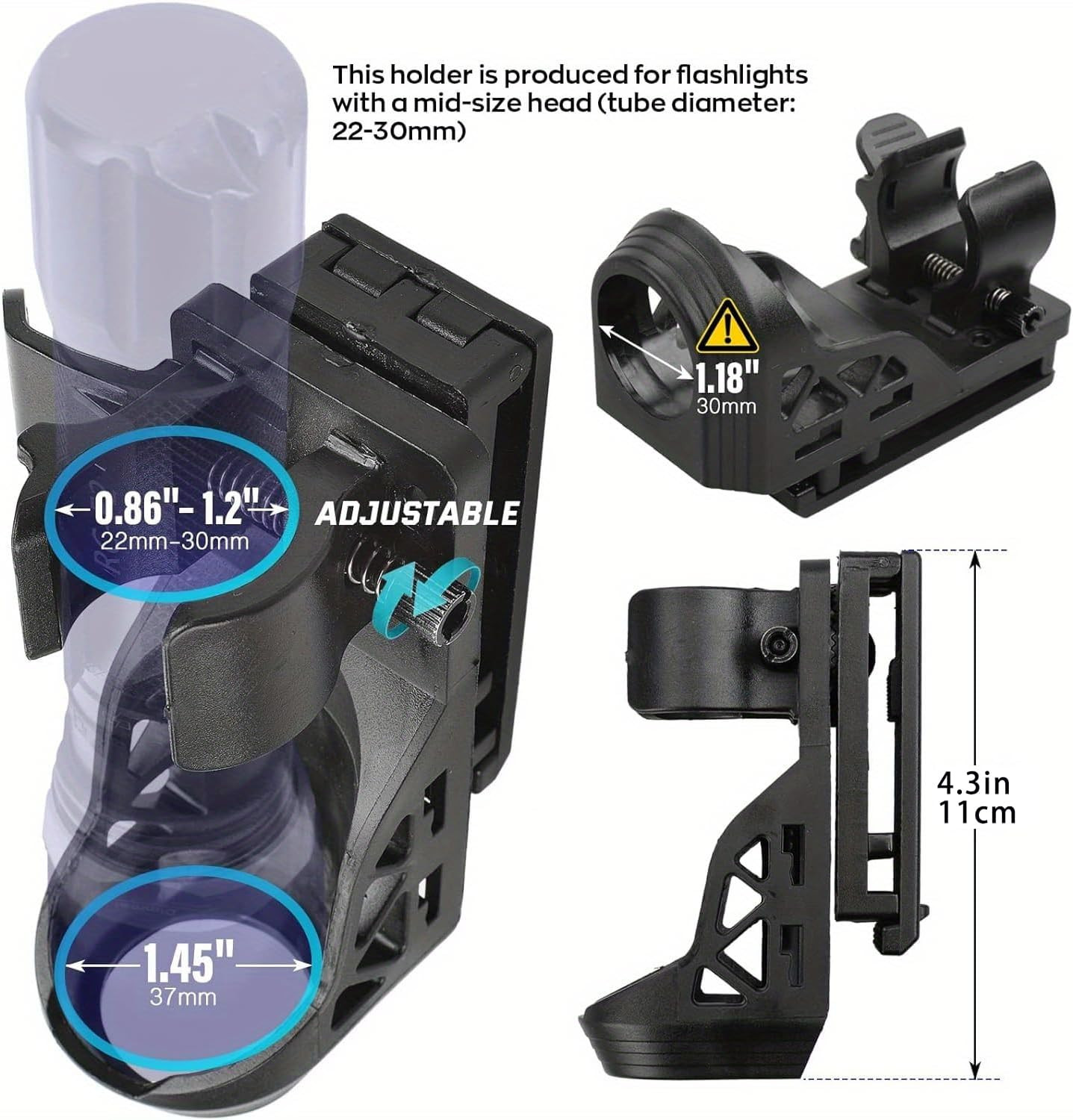 Tactical Flashlight Holster,Flashlight Holster for Belt, Flashlight Holder With