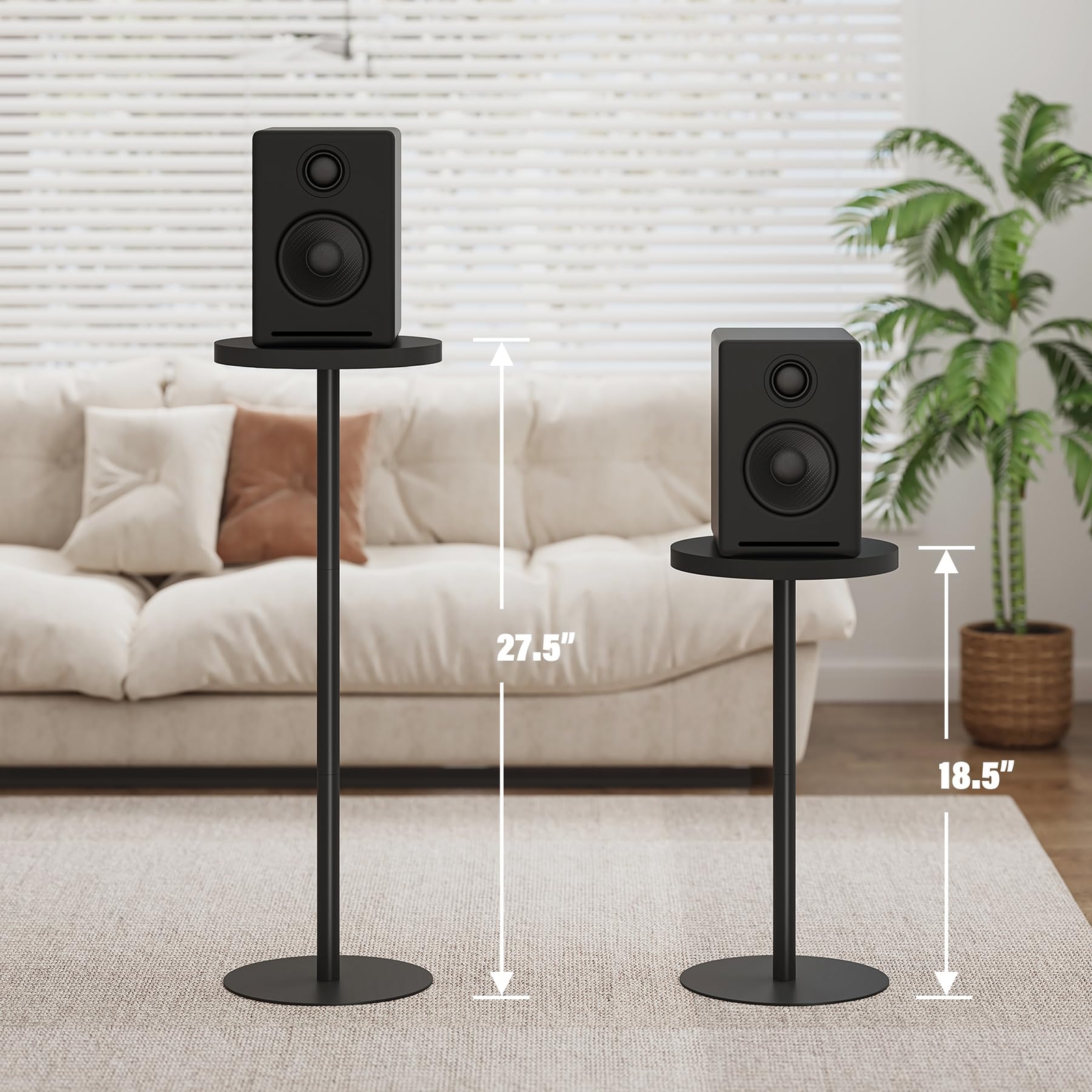 Tall Round Side Table Black Small End Table Beside Table Drink Table TB01BK065