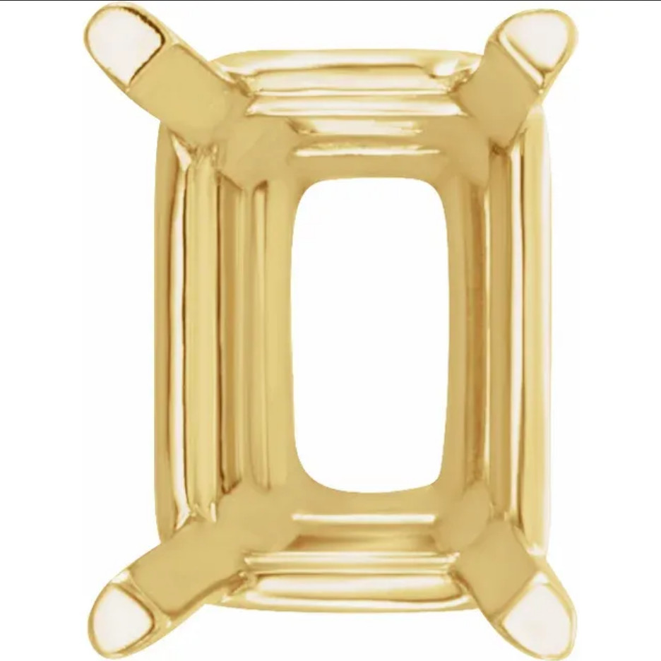8mm x 10mm Emerald Cut 10k Yellow Gold Basket 4 Prong Setting Mount HEAVYWEIGHT