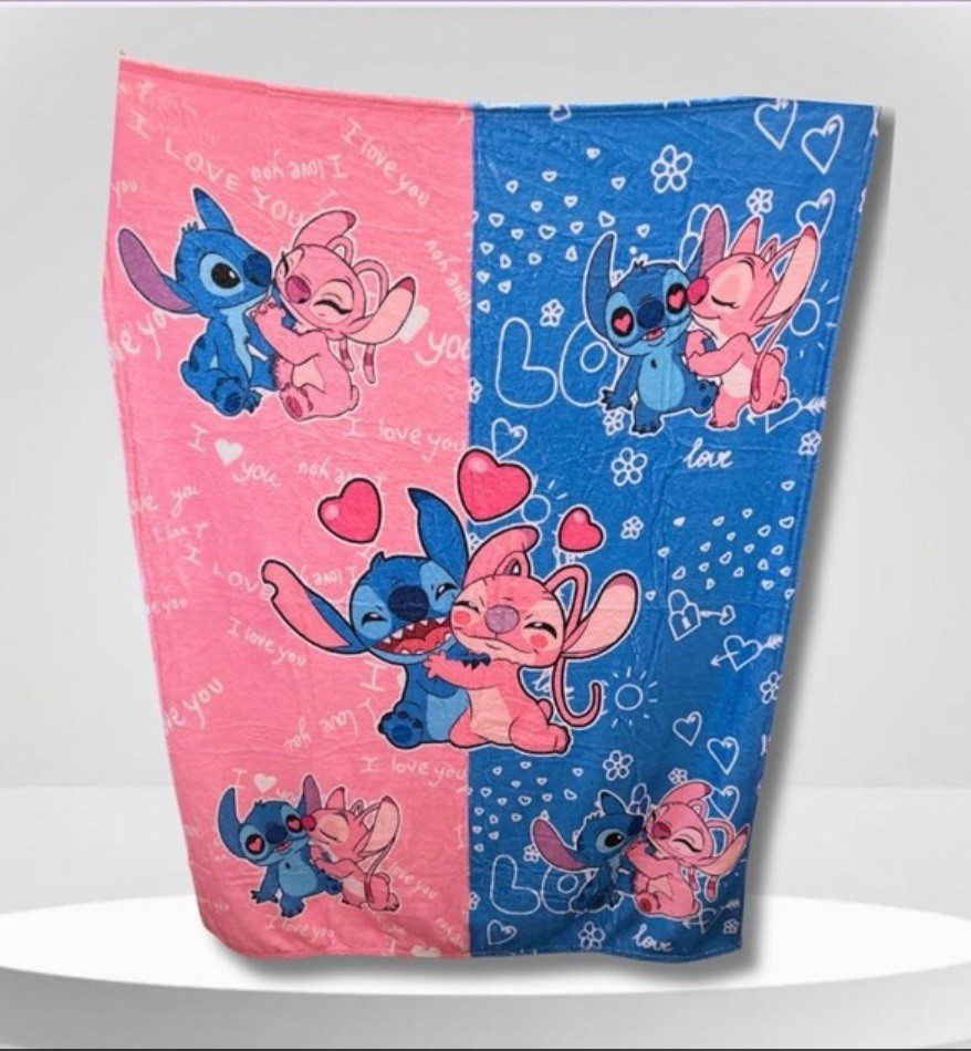 Pink and Blue Lilo and Stitch Blanket Throw